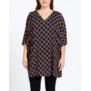 Spin Women's Pink and Navy Geometric Tunic Top Size 2XL